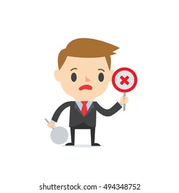 Wrong choice marketing boy on white background