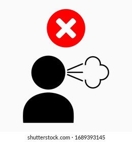 Wrong Coughing or Sneezing without Protection Spreading the Virus Icon. Vector Image.