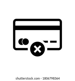 Tarjeta de crédito incorrecta. Icono de cuenta de tarjeta de débito. Diseño plano de ilustración vectorial. Aislado sobre fondo blanco.