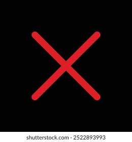 Wrong Cross Symbol Isolated. cancel icon on black background. flat illustration of cancel vector icon. cancel sign symbol font awesome delete icon with red color for app and web