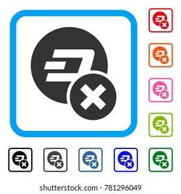 Wrong Dashcoin icon. Flat grey pictogram symbol in a blue rounded rectangle. Black, gray, green, blue, red, orange color additional versions of Wrong Dashcoin vector.