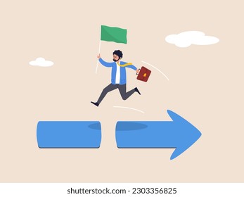 Wrong direction concept. Leadership decision to be difference or opposite lead to mistake. Mislead or false to get lost. Confused businessman running in wrong opposite direction of trend arrow.
