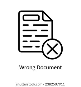 Wrong Document vector  outline Design illustration. Symbol on White background EPS 10 File 