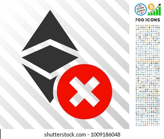 Wrong Ethereum Classic pictograph with 700 bonus bitcoin mining and blockchain clip art. Vector illustration style is flat iconic symbols designed for crypto-currency websites.