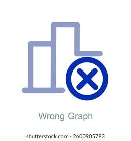 Wrong Graph and analytics icon concept