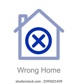 Wrong Home and house icon concept