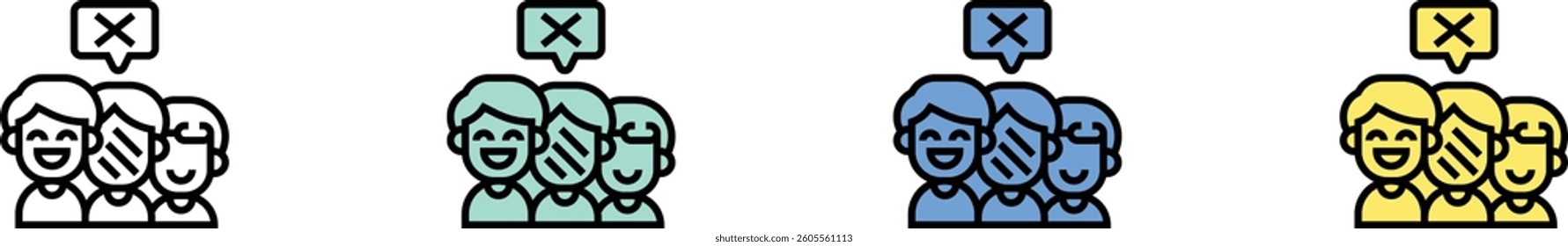 wrong icon. Outline, Green, Blue and Yellow Style Design Isolated On White Background