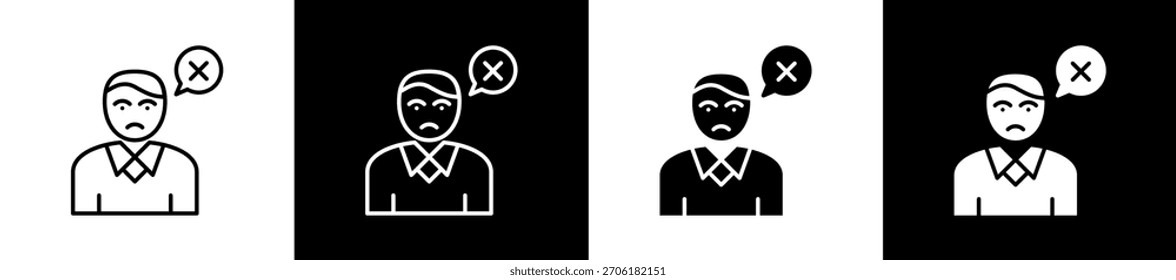 Falsches Symbol in Linien- und Glyphenformat auf schwarz-weißem Hintergrund