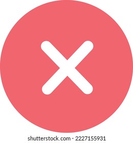 Wrong icon. White cross in red circle. Decline symbol isolated on white background