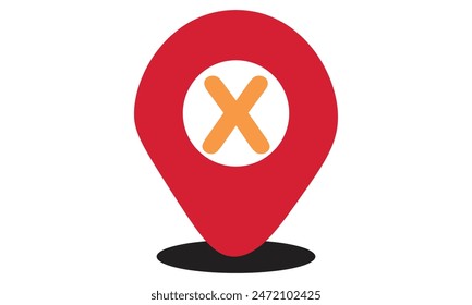 Wrong  Location map pin gps pointer markers, Geolocation and navigation. Icon for mobile and electronic devices, web design, infographic elements, presentation templates. Vector illustration