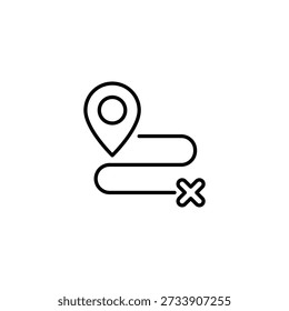 Wrong Location Pin Outline Icon Showing Error In Navigation Or Delivery Route