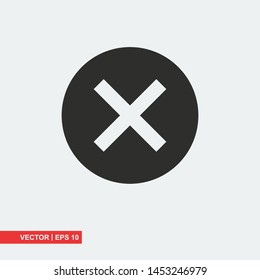 Wrong mark flat icon on white background, vector illustration