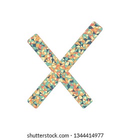 Wrong mark icon. Colored mosaic with polygons