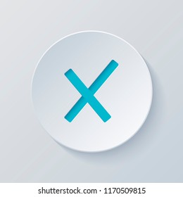 Wrong mark icon. Cut circle with gray and blue layers. Paper style