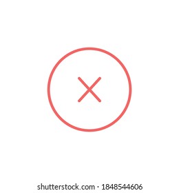 Wrong mark icon. False red symbol. Vector illustration isolated on white.