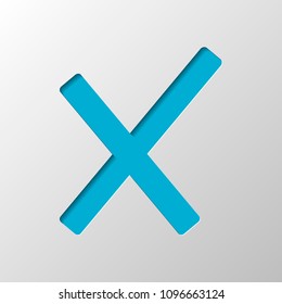 Wrong mark icon. Paper design. Cutted symbol with shadow