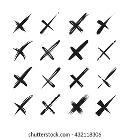 wrong mark icons, x mark icons, grunge cross marks