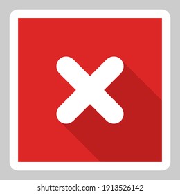 Wrong marks, Cross marks, Rejected, Disapproved, No, False, Not Ok, Wrong Choices, Task Completion, Voting. - vector mark symbols in red. White stroke and shadow design. Isolated icon.