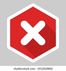 Wrong marks, Cross marks, Rejected, Disapproved, No, False, Not Ok, Wrong Choices, Task Completion, Voting. - vector mark symbols in red. White stroke and shadow design. Isolated icon.