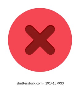 Marcas erróneas, marcas cruzadas, rechazadas, desaprobadas, no, falsas, no correctas, opciones erróneas, finalización de tareas, votación. - símbolos de marca vectorial en rojo. Icono aislado.