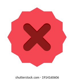 Marcas erróneas, marcas cruzadas, rechazadas, desaprobadas, no, falsas, no correctas, opciones erróneas, finalización de tareas, votación. - símbolos de marca vectorial en rojo. Icono aislado.