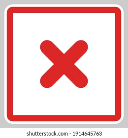 Wrong marks, Cross marks, Rejected, Disapproved, No, False, Not Ok, Wrong Choices, Task Completion, Voting. - vector mark symbols in red. Black outline design. Isolated icon.