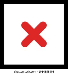 Wrong marks, Cross marks, Rejected, Disapproved, No, False, Not Ok, Wrong Choices, Task Completion, Voting. - vector mark symbols in red. Black outline design. Isolated icon.