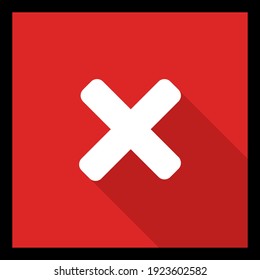 Wrong marks, Cross marks, Rejected, Disapproved, No, False, Not Ok, Wrong Choices, Task Completion, Voting. - vector mark symbols in red. Black stroke and shadow design. Isolated icon.