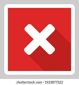 Wrong marks, Cross marks, Rejected, Disapproved, No, False, Not Ok, Wrong Choices, Task Completion, Voting. - vector mark symbols in red. White stroke and shadow design. Isolated icon.