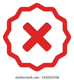 Marcas erróneas, marcas cruzadas, rechazadas, desaprobadas, no, falsas, no correctas, opciones erróneas, finalización de tareas, votación. - símbolos de marca vectorial en rojo. Icono aislado.