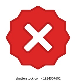Falsche Markierungen, Cross-Markierungen, abgelehnt, abgelehnt, Nein, falsch, nicht OK, falsche Auswahl, Aufgabenabwicklung, Abstimmung. - Vektormarkensymbole auf Rot. Isolierte Ikone.