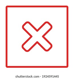 Wrong marks, Cross marks, Rejected, Disapproved, No, False, Not Ok, Wrong Choices, Task Completion, Voting. - vector mark symbols in red. Isolated icon.