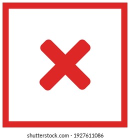 Wrong marks, Cross marks, Rejected, Disapproved, No, False, Not Ok, Wrong Choices, Task Completion, Voting. - vector mark symbols in red. Isolated icon.