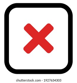 Wrong marks, Cross marks, Rejected, Disapproved, No, False, Not Ok, Wrong Choices, Task Completion, Voting. - vector mark symbols in red. Isolated icon.