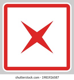 Marcas erróneas, marcas cruzadas, rechazadas, desaprobadas, no, falsas, no correctas, opciones erróneas, finalización de tareas, votación. - símbolos de marca vectorial en rojo. Icono aislado.