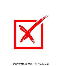 Wrong marks, Cross marks, Rejected, Disapproved, No, False, Not Ok, Wrong Choices, Task Completion, Voting. - vector mark symbols in red. Isolated icon.