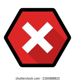 Wrong marks, Cross marks, Rejected, Disapproved, No, False, Not Ok, Wrong Choices, Task Completion, Voting. - vector mark symbols in red. Black stroke and shadow design. Isolated icon.