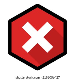 Wrong marks, Cross marks, Rejected, Disapproved, No, False, Not Ok, Wrong Choices, Task Completion, Voting. - vector mark symbols in red. Black stroke and shadow design. Isolated icon.