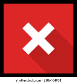 Wrong marks, Cross marks, Rejected, Disapproved, No, False, Not Ok, Wrong Choices, Task Completion, Voting. - vector mark symbols in red. Black stroke and shadow design. Isolated icon.