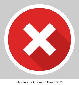 Wrong marks, Cross marks, Rejected, Disapproved, No, False, Not Ok, Wrong Choices, Task Completion, Voting. - vector mark symbols in red. White stroke and shadow design. Isolated icon.