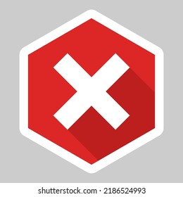 Wrong marks, Cross marks, Rejected, Disapproved, No, False, Not Ok, Wrong Choices, Task Completion, Voting. - vector mark symbols in red. White stroke and shadow design. Isolated icon.
