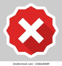 Wrong marks, Cross marks, Rejected, Disapproved, No, False, Not Ok, Wrong Choices, Task Completion, Voting. - vector mark symbols in red. White stroke and shadow design. Isolated icon.