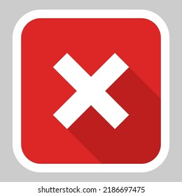 Wrong marks, Cross marks, Rejected, Disapproved, No, False, Not Ok, Wrong Choices, Task Completion, Voting. - vector mark symbols in red. White stroke and shadow design. Isolated icon.