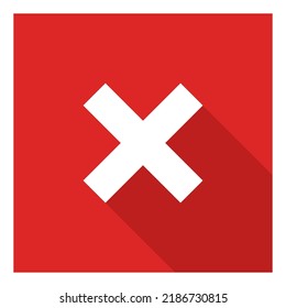 Wrong marks, Cross marks, Rejected, Disapproved, No, False, Not Ok, Wrong Choices, Task Completion, Voting. - vector mark symbols in red. White stroke and shadow design. Isolated icon.