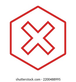 Wrong marks, Cross marks, Rejected, Disapproved, No, False, Not Ok, Wrong Choices, Task Completion, Voting. - vector mark symbols in red. Isolated icon.