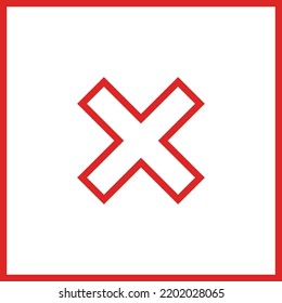Marcas erróneas, marcas cruzadas, rechazadas, desaprobadas, no, falsas, no correctas, opciones erróneas, finalización de tareas, votación. - símbolos de marca vectorial en rojo. Icono aislado.