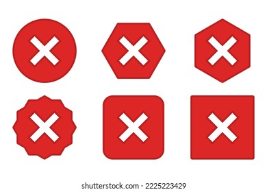 Wrong marks Icon Set, Cross marks, Rejected, Disapproved, No, False, Not Ok, Wrong Choices, Task Completion, Voting. - vector mark symbols in red.