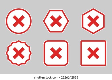 Wrong marks Icon Set, Cross marks, Rejected, Disapproved, No, False, Not Ok, Wrong Choices, Task Completion, Voting. - vector mark symbols in red.
