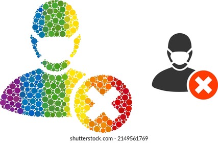 Wrong Masked Man Collage Icon Of Spheric Dots In Different Sizes And Spectrum Colorful Color Tints. A Dotted LGBT-colored Wrong Masked Man For Lesbians, Gays, Bisexuals, And Transgenders.