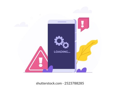 Wrong operation, notification of unavailable, smartphone error. Vector illustration.